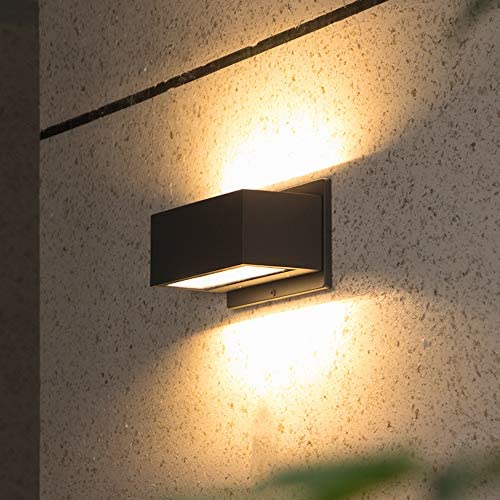 LUTEC Gemini LED Sconces Wall Lighting 21.5W Warm White 3000K 1500Lumen Up and Down Outdoor Wall Light with Tempered Glass for Porch, Garage, Garden, Entryway