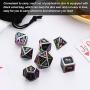 Polyhedral Metal Dices Set Zinc Alloy with Enamel Solid Metal for DND Game, Tabletop RPG, Dungeons and Dragons, Math Teaching, 7 Pieces Dice Set with Black Velvet Bag (Electrophoretic Colorful Black)