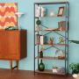 5 Tier Industrial Bookshelf, Tall Bookshelf, Vintage Free Standing Storage Shelf Units, Metal and Wood Book Shelves for Bedroom Living Room Home Office