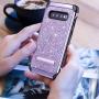 UARMOR Case for Galaxy S10, Galaxy S10 Glitter Case, Samsung S10 Case, Luxury Glitter Bling Shockproof Kickstand Hybrid Sparkly Shiny PU Leather Hard Cover Case for Samsung Galaxy S10, Purple