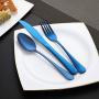 Devico Portable Utensils, Travel Camping Cutlery Set, 8-Piece including Knife Fork Spoon Chopsticks Cleaning Brush Straws Portable Case, Stainless Steel Flatware set (8-piece Blue)