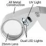 40X Illuminated Jeweler LED UV Lens Loupe Magnifier with Metal Construction and Optical Glass, with Kare and Kind Retail Package (40X x 25 mm, Silver) 40X Illuminated Jeweler LED UV Lens Loupe Magnifier with Metal Construction and Optical Glass, with Kare and Kind Retail Package (40X x 25 mm, Silver)