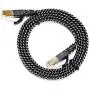 Tera Grand - 3FT - CAT7 10 Gigabit Ethernet Ultra Flat Patch Cable for Modem Router LAN Network - Braided Jacket, Gold Plated Shielded RJ45 Connectors, Faster Than CAT6a CAT6 CAT5e, Black & White