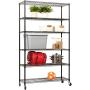 48'' Lx18 Wx82 H Garage Shelving Unit Heavy Duty 6-Shelf Wire Shelving Height Adjustable Shelves NSF Certification Utility Rolling Steel Commercial Grade with Wheels