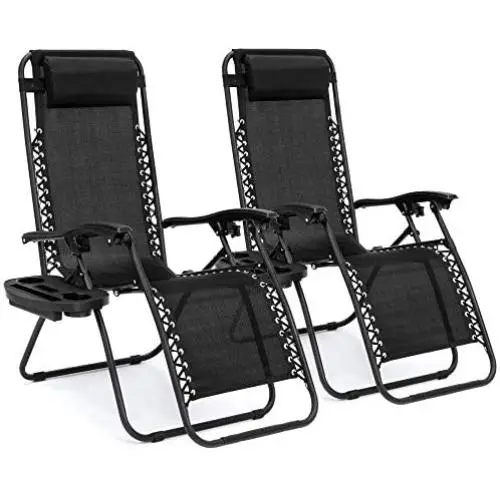 Best Choice Products Set of 2 Adjustable Steel Mesh Zero Gravity Lounge Chair Recliners w/Pillows and Cup Holder Trays, Black Best Choice Products Set of 2 Adjustable Steel Mesh Zero Gravity Lounge Chair Recliners w/Pillows and Cup Holder Trays, Black
