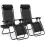 Best Choice Products Set of 2 Adjustable Steel Mesh Zero Gravity Lounge Chair Recliners w/Pillows and Cup Holder Trays, Black