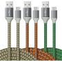 USB to USB C Cable (10ft), Fasgear 3 Pack Long Type C Cable Nylon Braided Fast Charging Compatible with Galaxy Note 8 9 S8/S9/S10/S10+, LG V20/G6 and More (Green/Gold/Orange)