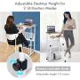 Tangkula Mobile Standing Desk, Height Adjustable Stand Up Desk Computer Workstation, Movable Computer Cart with 4 Rolling Wheels & Footrest, Suitable for Sitting or Standing (Oak)