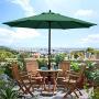 Blissun 9 Outdoor Aluminum Patio Umbrella, Striped Patio Umbrella, Market Striped Umbrella with Push Button Tilt and Crank (Dark Green)