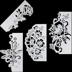 4 Pieces Metal Die Cuts Flowers Cutting Dies Metal Stencil Template Lace Bird Butterfly Mould for DIY Crafts Scrapbook Album Paper Card Embossing