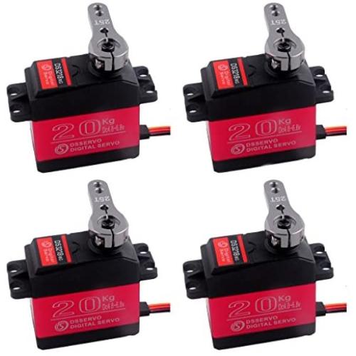 4 X DS3218 Waterproof Digital Servo with 25T Servo Arm, 20KG High Torque Full Metal Gear for RC Toys Model DIY Arduino TRX 4 Crawler (Control Angel 270°)