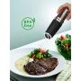 Gravity Electric Salt and Pepper Grinder Set of 2【White Light】- Battery Operated Automatic Salt and Pepper Mills with Light,Adjustable Coarseness,One Handed Operation,Cleaning Brush,Black by AmuseWit