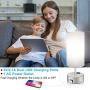 Touch Control Table Lamp with 2 USB Charging Ports and AC Outlet, 3-Way Dimmable Bedside Nightstand Table Lamp with Silver Brushed Metal Base for Bedroom, Living Room, Bulb Included