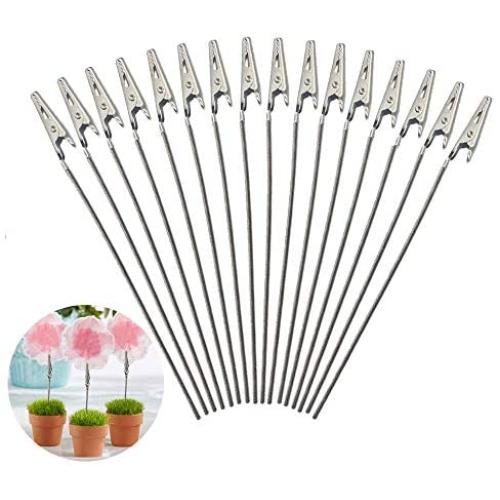 ManYee 50 Pcs Wire Card Holder Metal Wire Alligator Clamp Clips Long-Tailed Memo Alligator Iron Clip Clasp Table Picture Number Holder for Wedding Party Clay&Cake Decor