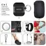 HALLEAST AirPods Case, 6 in 1 Air Pods Accessories Kits Protective Cover Skin Holder Silicone Metal for Apple Airpod 2 & 1, Not for Wireless Charging, Black