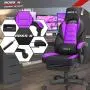 BOSSIN Racing Style Gaming Chair Office Computer Desk Chair with Footrest and Headrest, Ergonomic Design, Large Size High-Back E-Sports Chair, PU Leather Swivel Chair Sillas Gaming (Purple) BOSSIN Racing Style Gaming Chair Office Computer Desk Chair with Footrest and Headrest, Ergonomic Design, Large Size High-Back E-Sports Chair, PU Leather Swivel Chair Sillas Gaming (Purple)