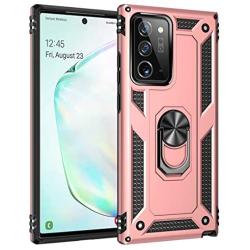 Yerebel Galaxy Note 20 Ultra Case 2020 6.9 inch, [Military Grade] [Metal Ring][Magnetic Support] Defender Heavy Duty Armor Cover for Samsung Galaxy Note 20 Ultra (Rose Gold)