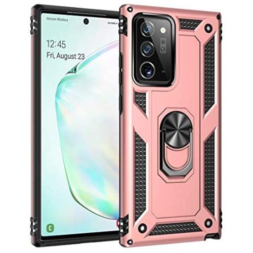 Yerebel Galaxy Note 20 Ultra Case 2020 6.9 inch, [Military Grade] [Metal Ring][Magnetic Support] Defender Heavy Duty Armor Cover for Samsung Galaxy Note 20 Ultra (Rose Gold)