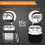 Lauzq Metal Airpods Case,Hard Case Cover Full Protective Skin Cover Shockproof Compatible Airpods 1&2 Charging Case(Not for Wireless Charging),Dual-Layer Silicone & Anti-Lost Keychain