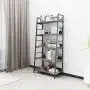 HIMIMI 5 Shelf Ladder Bookcase, Industrial Bookshelf Wood and Metal Bookshelves, Plant Flower Stand Rack Book Rack Storage Shelves for Home Decor