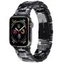 V-MORO Resin Strap Compatible with Apple Watch Band 38mm 40mm Series SE/6/5/4/3/2/1 Women Men with Stainless Steel Buckle, Apple iWatch Replacement Wristband Bracelet (Black/Gray, 38mm/40mm)