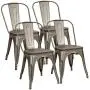 Metal Dining Chairs with Wood Seat, Tolix Style Indoor-Outdoor Stackable Industrial Chair with Back Set of 4 for Kitchen, Dining Room, Bistro and Cafe (Gun) Metal Dining Chairs with Wood Seat, Tolix Style Indoor-Outdoor Stackable Industrial Chair with Back Set of 4 for Kitchen, Dining Room, Bistro and Cafe (Gun)
