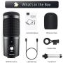 USB Microphone for Computer, JEEMAK Metal Condenser PC Microphone for Laptop and Microphone Pop Filter, Swivel Double Layer Sound Shield Guard for Blue Yeti and Any Other Mic