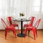 BONZY HOME Metal Dining Chairs, Stackable Side Chairs with Back, Indoor Outdoor Use Chair for Farmhouse, Patio, Restaurant, Kitchen, Set of 4 (Red)
