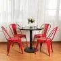 BONZY HOME Metal Dining Chairs, Stackable Side Chairs with Back, Indoor Outdoor Use Chair for Farmhouse, Patio, Restaurant, Kitchen, Set of 4 (Red)