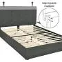 Amolife Upholstered Faux Linen Platform Bed with Storage Drawers / Platform Bed Frame with Adjustable Headboard and Wooden Slats Support / Button Tufted Mattress Foundation with Storage, Dark Grey Amolife Upholstered Faux Linen Platform Bed with Storage Drawers / Platform Bed Frame with Adjustable Headboard and Wooden Slats Support / Button Tufted Mattress Foundation with Storage, Dark Grey