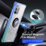 ANSIWEE Galaxy Note 20 Ultra 6.9 Inch Case, Metal Ring Kickstand Work with Magnetic Car Mount Cover Reinforced Drop Protector Clear Hard Back Teal Cases Designed for Samsung Note 20 Ultra（Blue Green）
