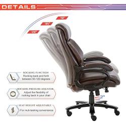 STARSPACE High Back Big & Tall 400lb Bonded Leather Office Chair Large Executive Desk Computer Swivel Chair - Heavy Duty Metal Base, Adjustable Tilt Angle, Ergonomic Design for Lumbar Support, Brown