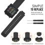 MoKo Watch Band Compatible with Garmin Vivoactive, Soft Silicone Replacement Fitness Bands Wristbands with Metal Clasps for Garmin Vivoactive/Vivoactive Acetate Sports GPS Smart Watch - Black