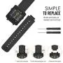 MoKo Watch Band Compatible with Garmin Vivoactive, Soft Silicone Replacement Fitness Bands Wristbands with Metal Clasps for Garmin Vivoactive/Vivoactive Acetate Sports GPS Smart Watch - Black