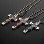 EING Metal And Crystal Diamond Cross Jesus Christian Car Rear View Mirror Pendant Hanging Car Styling Accessories Auto Decoration,Gold