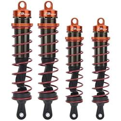 VGEBY RC Shock Damper, 4Pcs Lightweight Metal 1:8 Scale Remote Control Crawler Oil Pressure Adjustable Front/Rear Shock Damper RC Upgrades Parts(Orange)