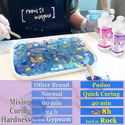 Epoxy-Resin-Crystal-Clear-Kit for Art, Jewelry, Crafts，Coating- 16 OZ Including 8OZ Resin and 8OZ Hardener | Bonus 4 pcs Graduated Cups, 3pcs Sticks, 1 Pair Rubber Gloves by Puduo