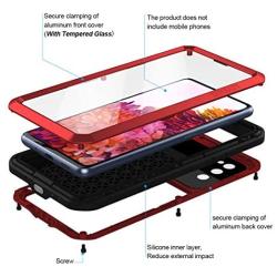 Galaxy S20 FE 5G Metal Case, Samsung S20 FE Bumper, Heavy Duty Military Shockproof Rugged Defender Silicone Armor Cover Protective Outdoor Men Shell for Samsung Galaxy S20 FE 5G 2020 - Red