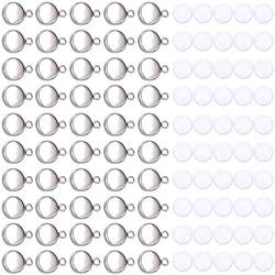 Cabochon Settings Stainless Steel Blank Trays Pendant Charms for Jewelry Findings Crafting Supplies 10mm 50 Pieces