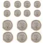 14 Pieces Polished Gold with Inlaid Silver Metal ~Lion & Stallion Royal Crest Shank Style Sport Coat Blazer Button Set