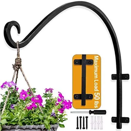 AJART Hanging Plant Bracket｜Plant Hangers Outdoor (16inches/Black) Thicker More Durable Rust-Resistant, Heavy Duty Plant Hooks