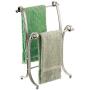 mDesign Decorative Metal Fingertip Towel Holder Stand for Bathroom Vanity Countertops to Display and Store Small Guest Towels or Washcloths, 2 Tiers - 13.6'' High - 2 Pack - Satin