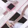 Joyozy Compatible with Apple Watch Band 40mm,Bling Dressy Jewelry Metal Band & Protective Crystal Diamond Case for Iwatch Series 6/5/4/SE (Rose Pink+Tool, 40MM)