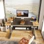 FEZIBO Dual Motor Height Adjustable Electric Standing Desk with Keyboard Tray, 48 x 24 Inch Sit Stand Table with Splice Board, Black Frame/Rustic Brown and Black Top
