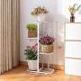 Metal 4 Tier 5 Potted Plant Stand Multiple Flower Pot Holder Shelves Planter Rack Storage Organizer Display for Indoor Garden Balcony, Overall Size: 33×17.5 Inch