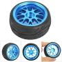 Drfeify RC Truck Wheel Tire, Blue Metal RC Tires Wheel Tyres Upgrade Parts for WL 1/18 A959 A979 A969 RC Crawler Car