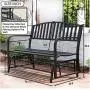 Outdoor Glider Garden Bench, 50'' Patio Double Outdoor Swing Rocking Glider w/Durable Metal Cast Iron Porch Glider Seat & Armrests Steel Frame, Garden Glider for Porch, Garden, Sunroom, Backyard, Deck