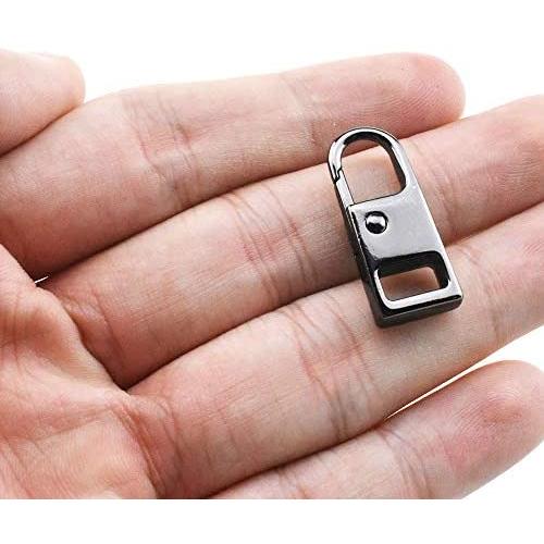 Yadaland Metal Solid Zipper Pull Tab Tag Handle Fixer 0.06inch(1.6mm) Small Clasp Diameter Fit in Hole for Winter Jacket Boot Jean Suitcase Luggage Spring Lock Clip On No Tool Needed Gun Black 2Pack