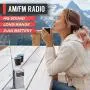PowerBear Portable Radio | AM/FM, 2AA Battery Operated with Long Range Reception for Indoor, Outdoor & Emergency Use | Radio with Speaker & Headphone Jack (Silver)