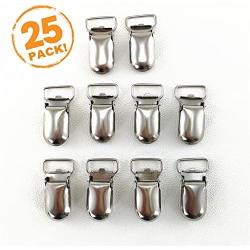 25pcs 15mm Pacifier Suspender Clips, JerryMart Pacifier Clips for Making Pacifier Holders Bib Clips Toy Holder Silver (15mm)